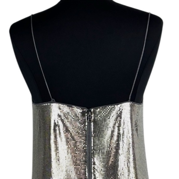 ALICE AND OLIVIA HARMONY ANTIQUE SILVER CHAINMAIL ALUMINUM TANK MINI PARTY DRESS - Picture 10 of 17